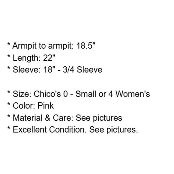 Chicos Jacket 0 Womens 4 Small Linen Pink Embroidered Cut Outs Open Lightweight - Picture 4 of 16